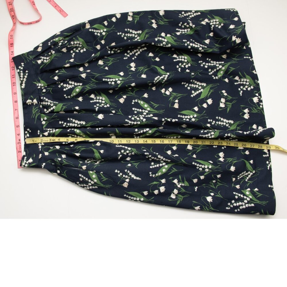 Carolina Herrera Midi Skirt Floral Print Made In Italy Navy Blue Green Cream 4 - Picture 8 of 8